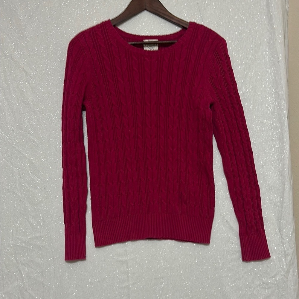 St. John's Bay Dark Pink Crew Neck Sweater with Fine Knit Texture